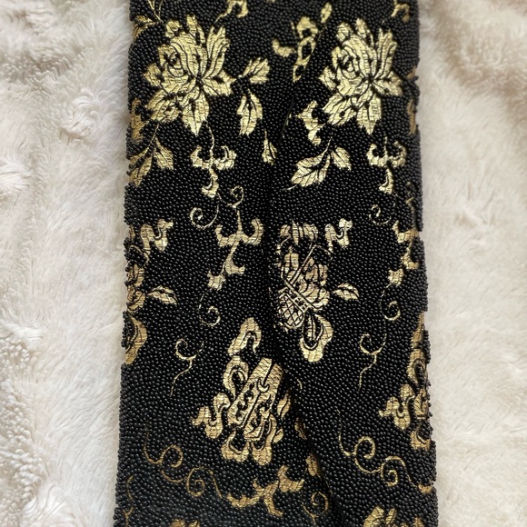 Vintage Elsie Tu Elaborate Hand Beaded Purse Clutch Hong Kong Black Gold - Picture 11 of 11